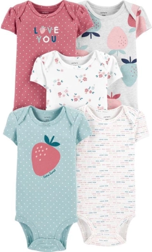 Body para niña Carter's de manga corta Strawberry, 5 uds., talla 46