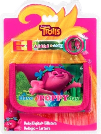 Conjunto de reloj y cartera de Trolls