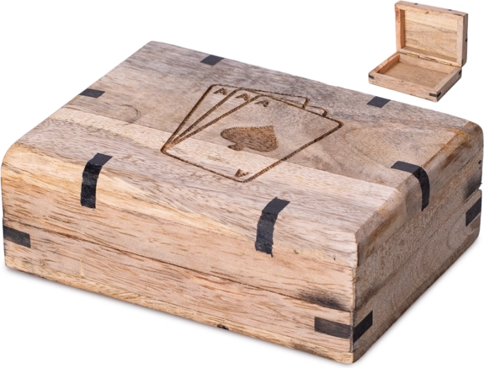 Estuche de madera para cartas de juego 12 × 9 cm