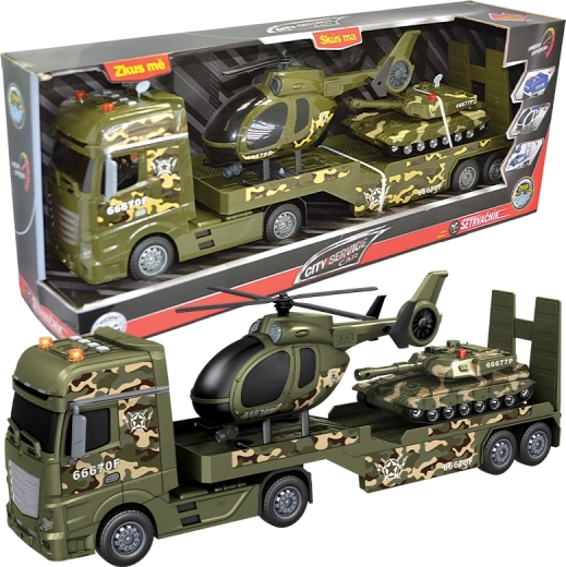 Camión militar con helicóptero y tanque 1:12 CITY SERVICE CAR
