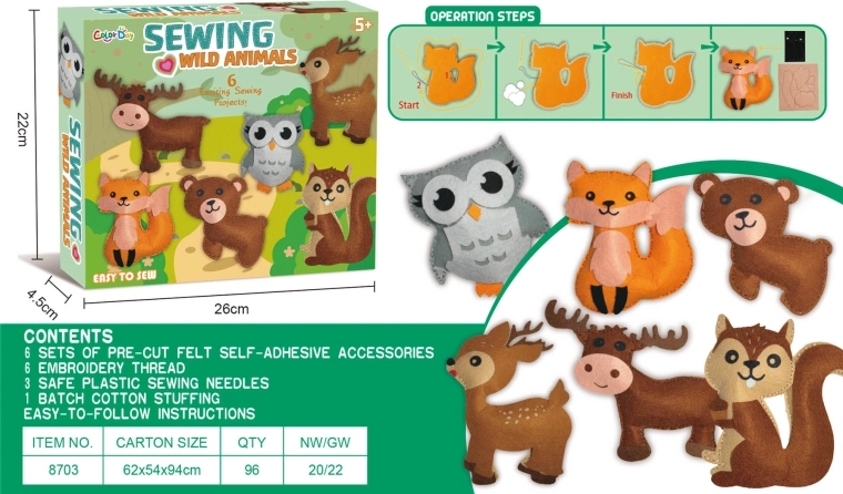 Kit creativo para coser animalitos de fieltro - 1 unidad