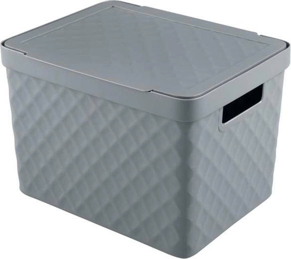 Cesta de almacenamiento de plástico con tapa HEIDRUN 17,5 l