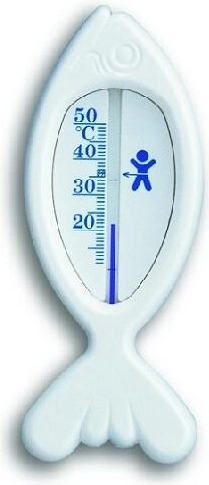 Termómetro de baño con forma de pez 15 cm, plástico blanco