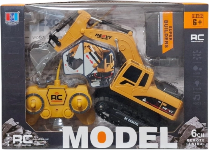 Excavadora de orugas de construcción con control remoto, luz, sonido y cargador - 1 unidad