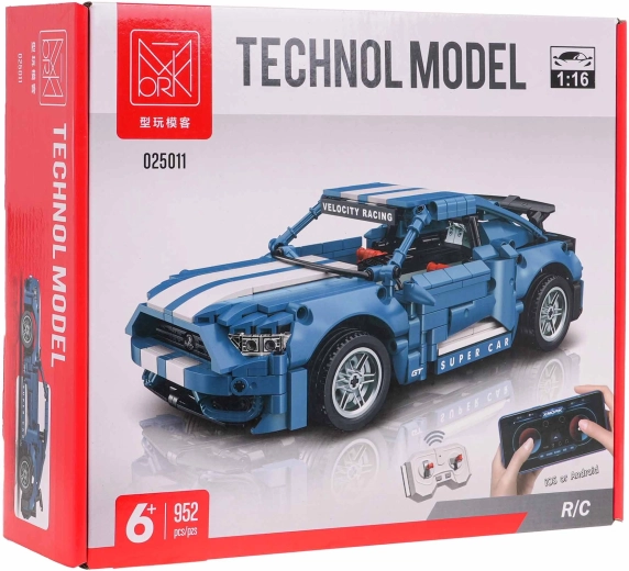Kit de construcción técnico – coche deportivo con control remoto, azul, 952 piezas
