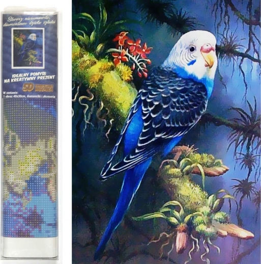 Pintura de diamantes Periquito azul 30 × 40 cm