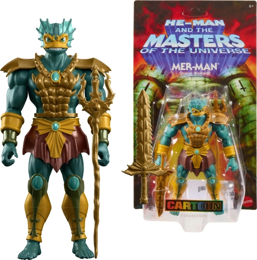 Mattel Masters of the Universe Origins Cartoon Collection 200X figura Tryton (Mer-Man) 15 cm con accesorios