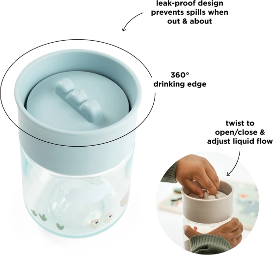 Done by Deer vaso de aprendizaje 360° Tiny farm rosa
