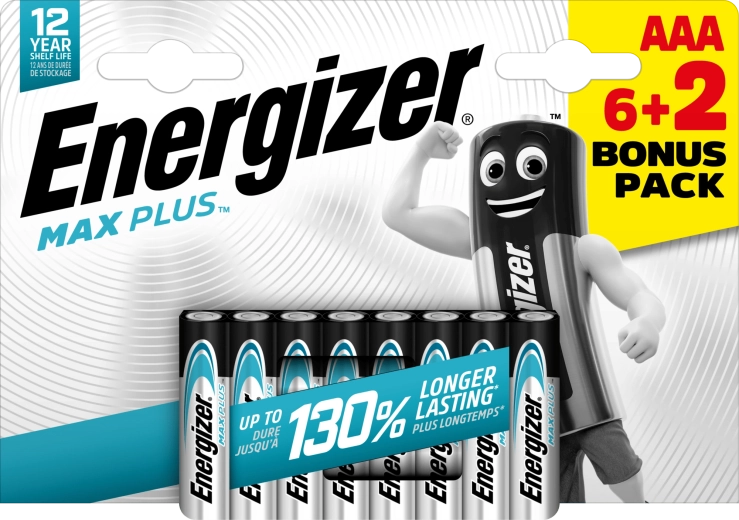 Pilas alcalinas Energizer Max Plus AAA 6+2 uds