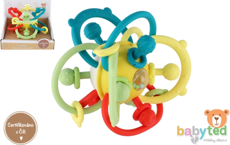 Sonajero y mordedor para bebés BABYTED en forma de bolita 6m+
