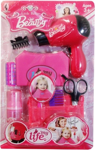 Set de peluquería con delantal rosa para niños