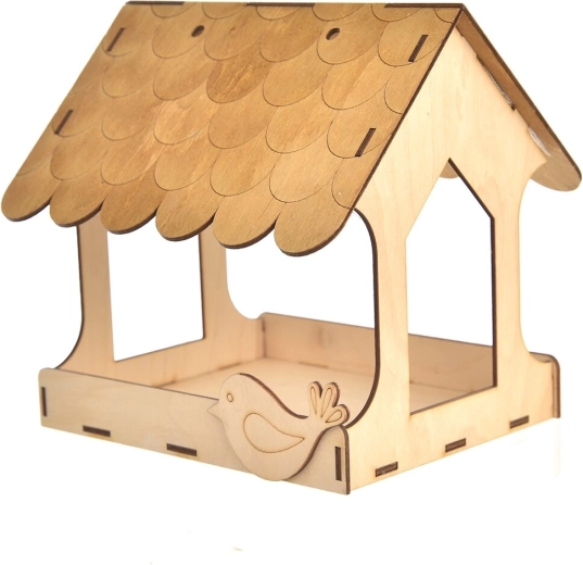Comedero de madera para pájaros para pintar 20 × 20 cm
