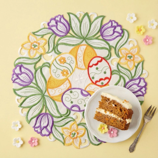 Mantel individual bordado de Pascua para mesa Ø 35 cm