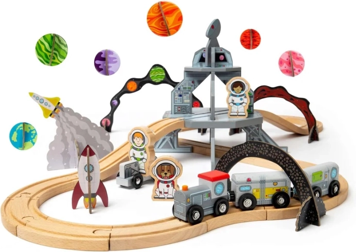 Vía ferroviaria espacial de madera BIGJIGS RAIL