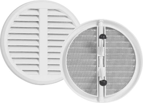 Rejilla de ventilación ajustable con malla antinsectos, blanca, 75–125 mm