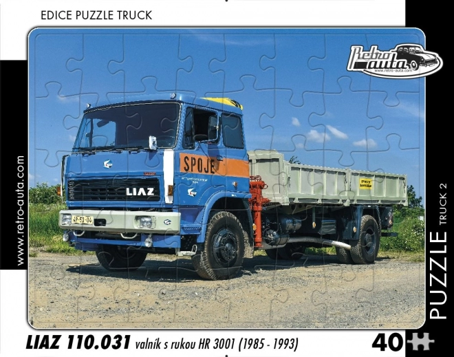 Puzzle Retro Autos – camión LIAZ volquete con brazo hidráulico, 40 piezas