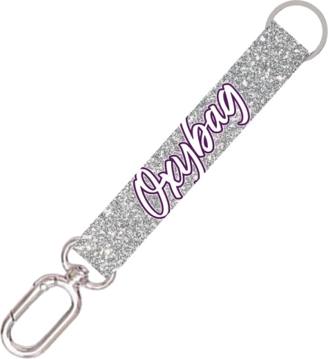Cordón corto para llaves con mosquetón Silver Glitter