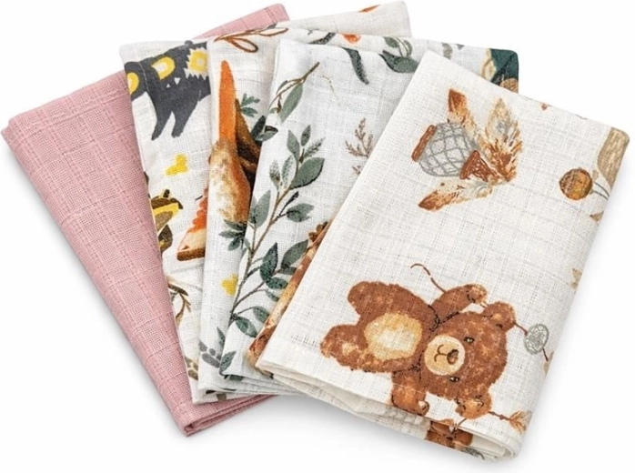 Pañales de algodón con estampado NEW BABY 60 × 80 cm, para niña, 5 uds