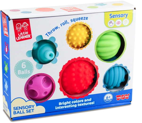 Pelotas sensoriales con diferentes texturas y colores – set de 6 unidades