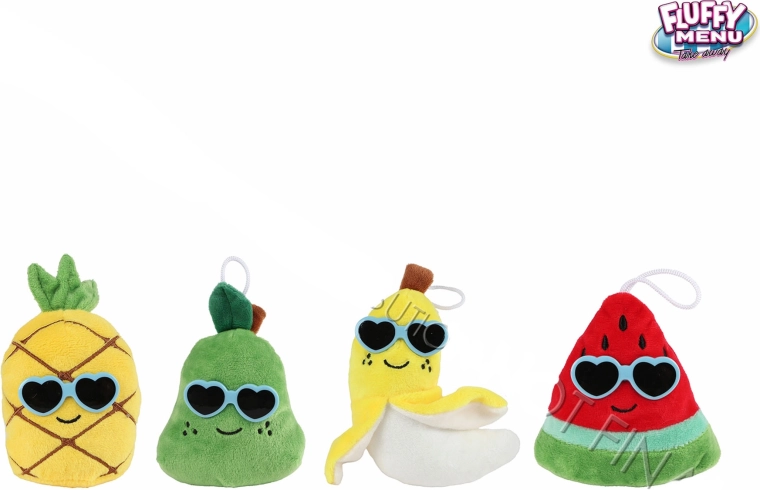Fluffy Menu fruta de peluche con gafas