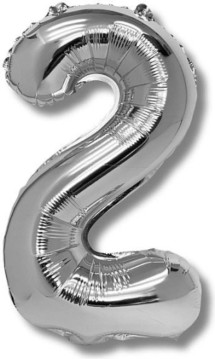 Globo de foil número 2, 40 cm, plateado