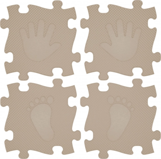 Alfombra ortopédica tipo puzzle para niños - Manos y pies 16 uds - Beige