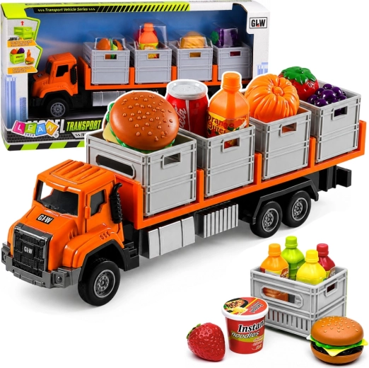 Camión de transporte con alimentos 1:55 naranja