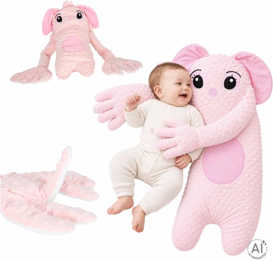Almohada relajante rosa para bebés con función de palmaditas
