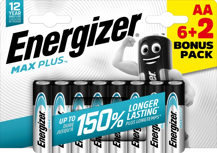 Pilas alcalinas Energizer Max Plus AA 6+2 uds