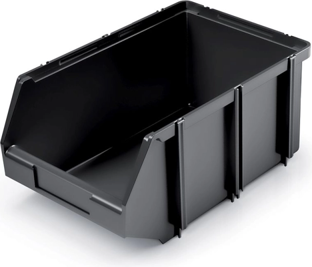 Caja de almacenamiento de plástico 2,4 l, apilable, negra