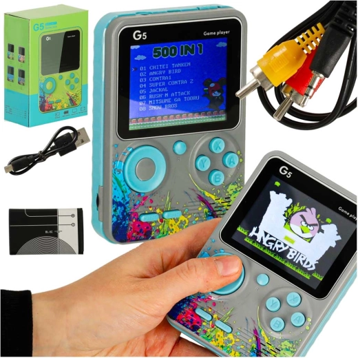 Consola retro portátil 500 en 1, pantalla de 3", gris