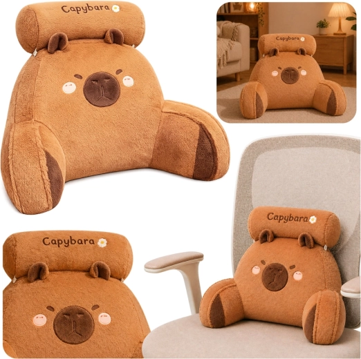 Cojín de respaldo con forma de capibara, marrón 60 × 40 cm