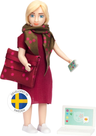 Muñeca Lundby mamá – mujer de negocios con portátil y teléfono