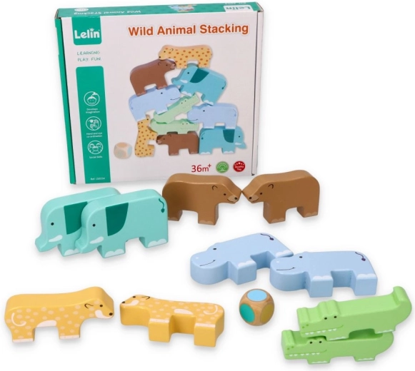 Juego de equilibrio y rompecabezas de animales de madera 3+