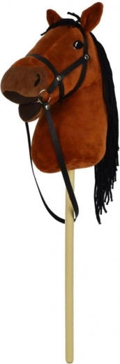 Caballo de peluche en palo de 70 cm con sonido, marrón oscuro