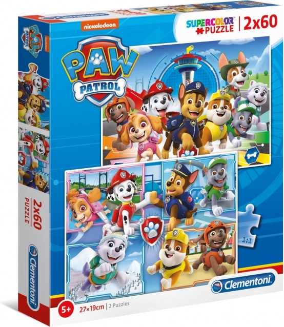 puzle 2×60 piezas super color PAW Patrol