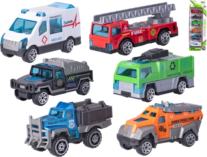 Set de coches metálicos mix 6 uds (6,5–7,5 cm) en caja de regalo