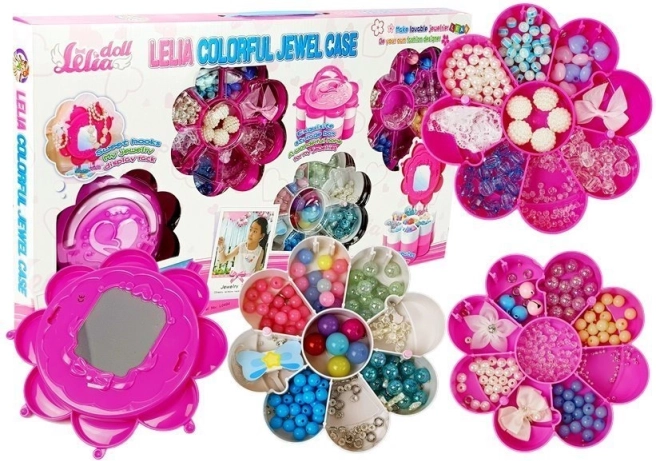 Set de cuentas para joyería DIY con maletín apilable y espejo