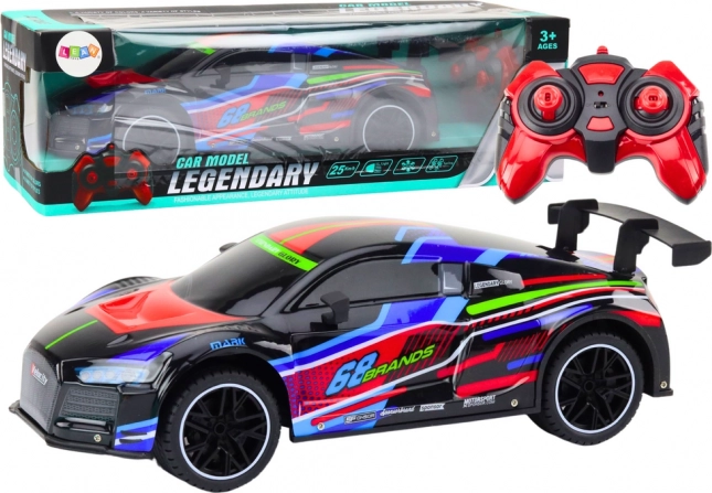 Coche deportivo RC 1:10 con luces LED, velocidad de 25 km/h, negro