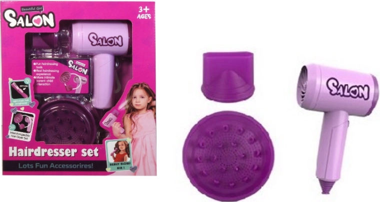 Set de peluquería con secador y accesorios intercambiables - 1 unidad
