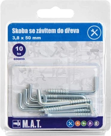 Grapa roscada para madera 50 × 3,8 mm, galvanizada, 10 uds