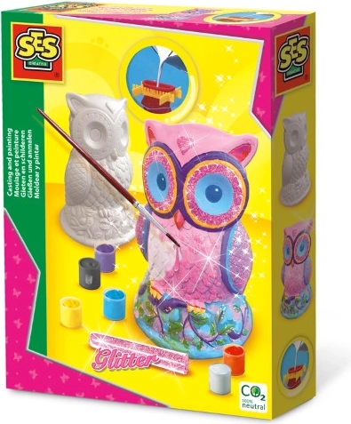 Set para moldes de yeso con pinturas – búho
