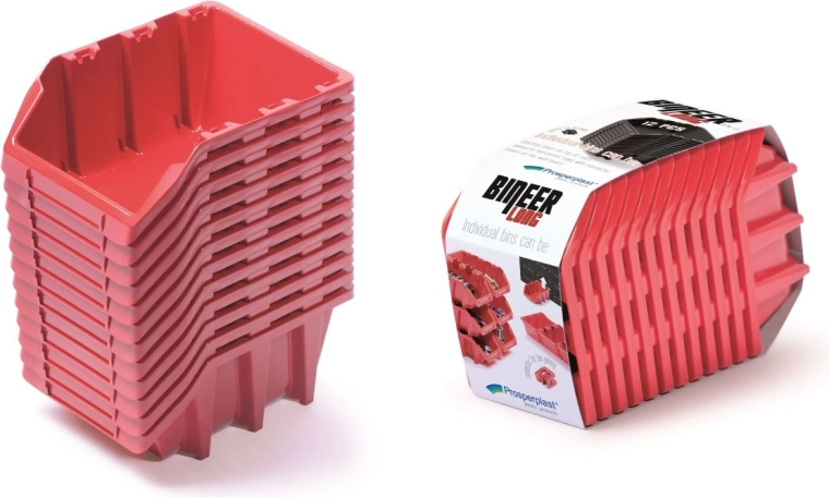 Juego de cajas de almacenamiento 12 uds Bineer Long 190×77×120 mm – roja