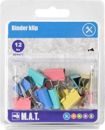 Clips de oficina Binder – mezcla de colores, 12 uds