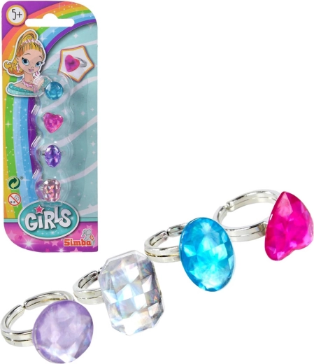 Anillos infantiles Simba Steffi Love con piedras preciosas - 4 uds.