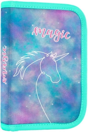 Estuche escolar de un piso Unicorn con 2 solapas, vacío