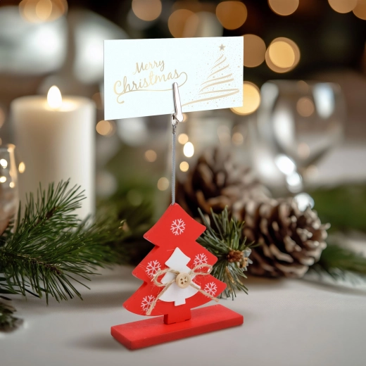 Portanombres navideño con pinza en forma de árbol