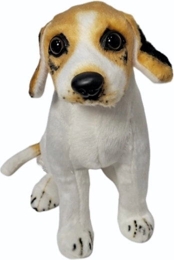 Perro de peluche en color blanco y marrón