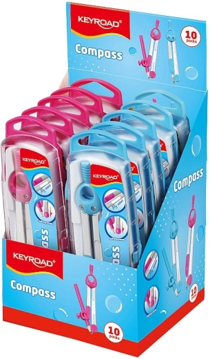 Compás KEYROAD Jelly Bean en estuche, set para círculos precisos