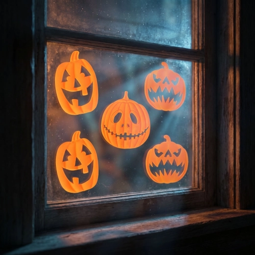 Decoración de ventana de gel 3D de Halloween con calabazas, 9 unidades